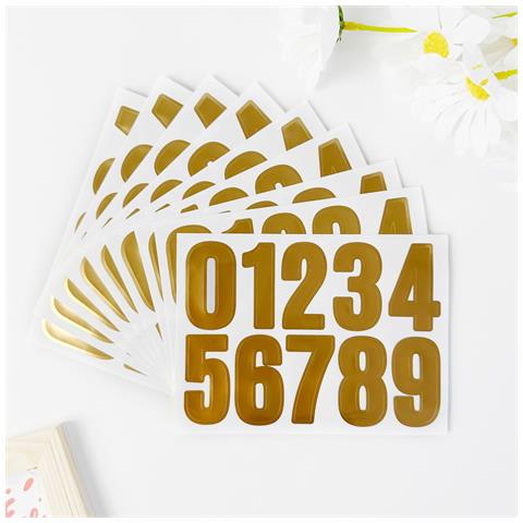 Adesivi Con Numeri In Lamina D'oro, Etichette Adesive In Vinile Da 0 A 9 (confezione Da 10) Gold - Foto 4