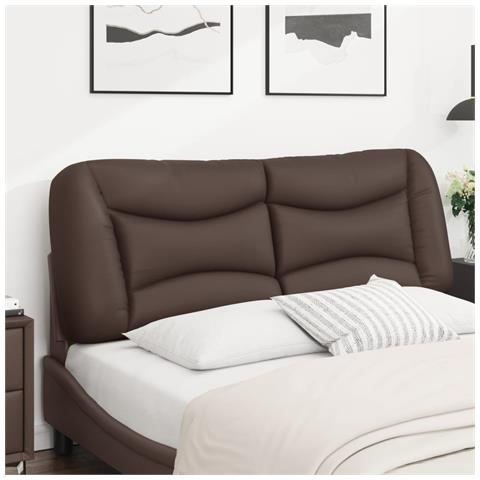 Cuscino Testiera Marrone 140 Cm In Similpelle - Foto 3