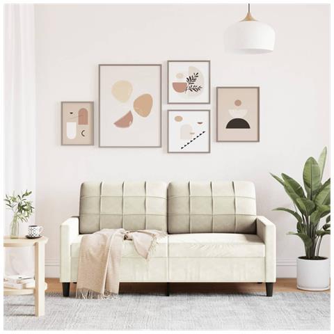 Divano A 2 Posti Crema 140 Cm In Velluto - Foto 3