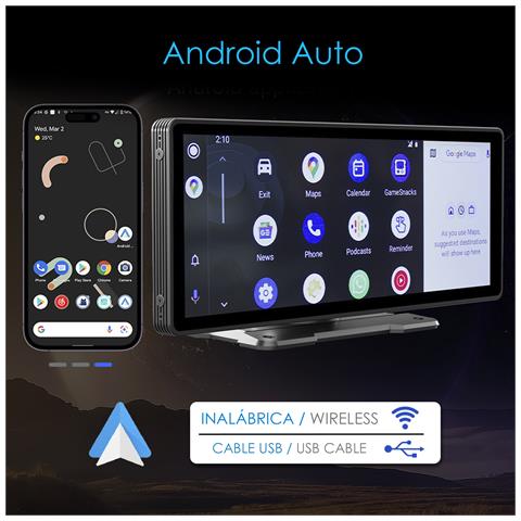 Touchscreen B5303r Per Auto 10,2"" Hd. Android Auto/car Play Wireless. Bluetooth Mp5 Con Mirror Link, Dashcam Anteriore + Posteriore 12 Led. - Foto 1