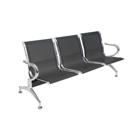 Panca In Acciao Per Sala Attesa Ufficio Studio A 3 Posti - Colore Nero - Foto 1