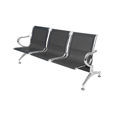 Panca In Acciao Per Sala Attesa Ufficio Studio A 3 Posti - Colore Nero - Foto 2