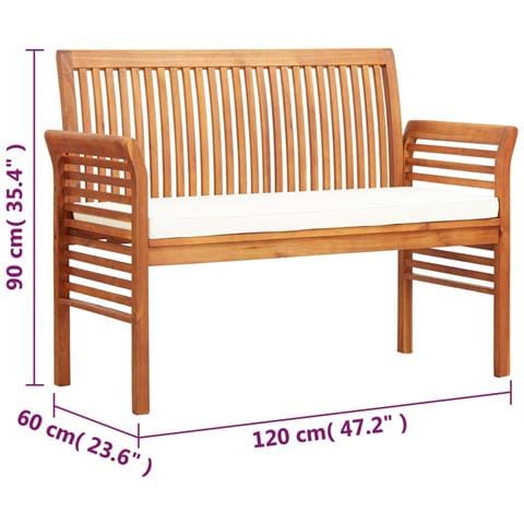 Panca Da Giardino A 2 Posti 120 Cm In Legno Massello Di Acacia - Foto 7