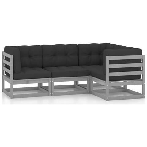 Lusso Casadino -  Set Divani Da Giardino 4 Pz Con Cuscini Legno Massello Pino - Foto 1