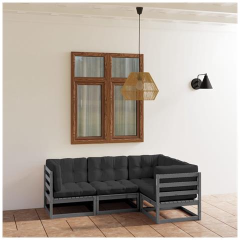 Lusso Casadino -  Set Divani Da Giardino 4 Pz Con Cuscini Legno Massello Pino - Foto 8