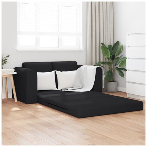Divano Letto a Terra 2 in 1 Nero 148x71x83 cm Tessuto - Foto 2