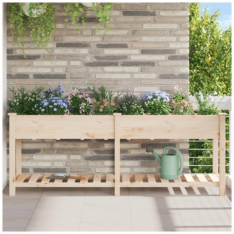 Fioriera da Giardino con Griglie 203x53x76 cm Legno Massello di Abete - Foto 2