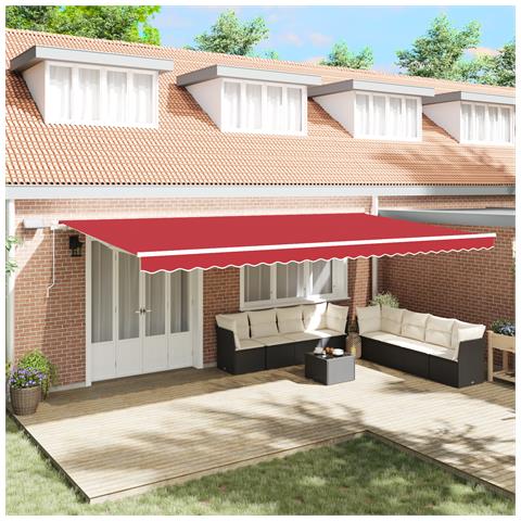 Tenda Retrattile Manuale con LED Rossa 600x300 cm, Tessuto di Ricambio per Tenda  per Telaio 6x3 m Rossa - Foto 2