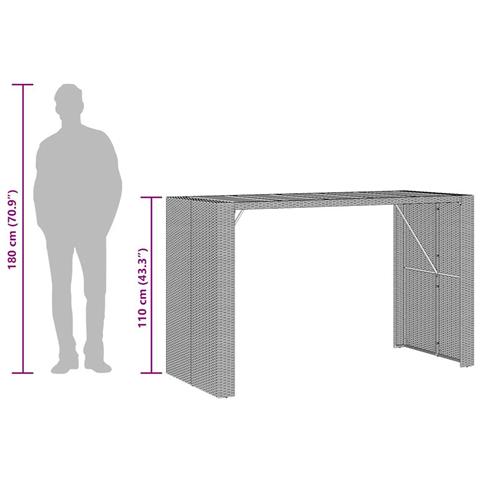 Set Bar da Giardino 7pz senza Cuscini Grigio Polyrattan Acacia - Foto 9