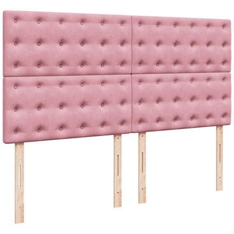 Struttura Letto Pouf con Materassi Rosa 160x200 cm Velluto - Foto 9