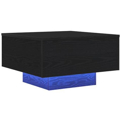 Tavolino da caffè con luci LED Rovere Nero 55x55x31 cm - Foto 1