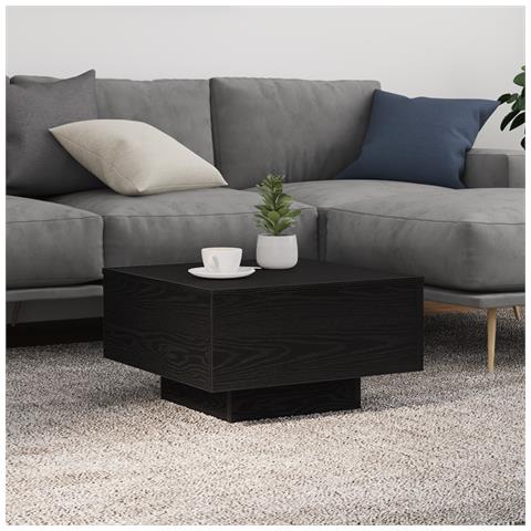 Tavolino da caffè con luci LED Rovere Nero 55x55x31 cm - Foto 2