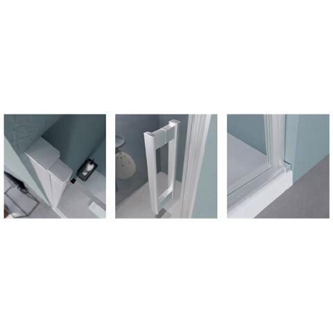 Box Doccia 2 Lati 80x80 Cm Fisso + Porta 1 Battente H200 Cm Cristallo 6mm Profilo Cromato Lucio - Foto 2