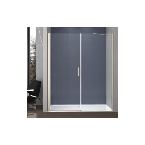 Box Doccia 2 Lati 80x80 Cm Fisso + Porta 1 Battente H200 Cm Cristallo 6mm Profilo Cromato Lucio - Foto 5