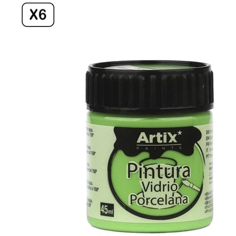 Pack 6 Uds. Pittura Ceramica E Vetro 45 Ml Colore Verde Chiaro - Foto 1