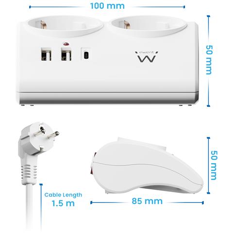 EW3870 prolunghe e multiple 1,5 m 3 presa (e) AC Interno Bianco - Foto 2