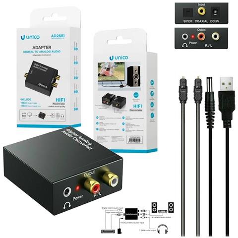 Convertitore Audio Digitale Analogico Adattatore Spdif Rca + Cavo Ottico - Foto 1