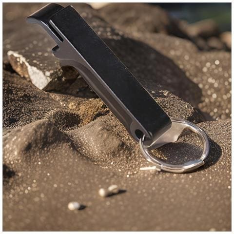 Apribottiglie Universale Portachiavi Alluminio Nero Classico - Foto 4