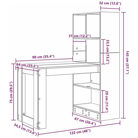 Scrivania Legno vecchio 122 x 67 x 145 cm Legno multistrato - Foto 9