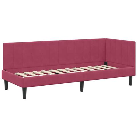 Cornice del letto ad angolo Rosso vino 80 x 200 cm Velluto - Foto 1