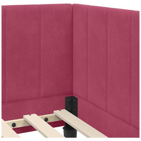 Cornice del letto ad angolo Rosso vino 80 x 200 cm Velluto - Foto 9