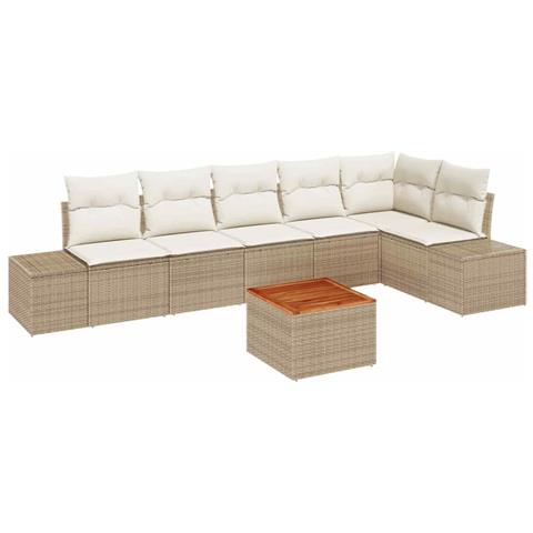 Set Divano da Giardino 7 pcs Beige e bianco - Foto 1