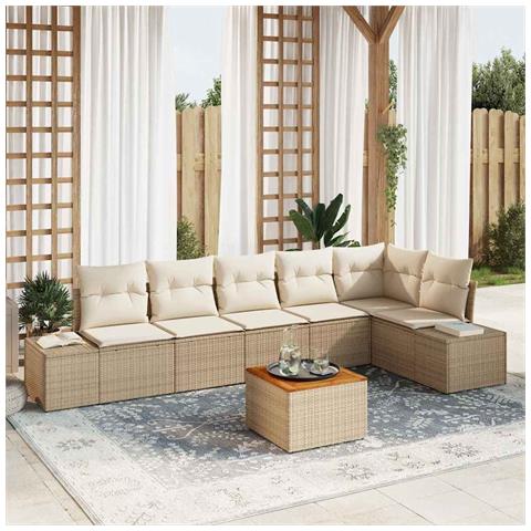 Set Divano da Giardino 7 pcs Beige e bianco - Foto 2
