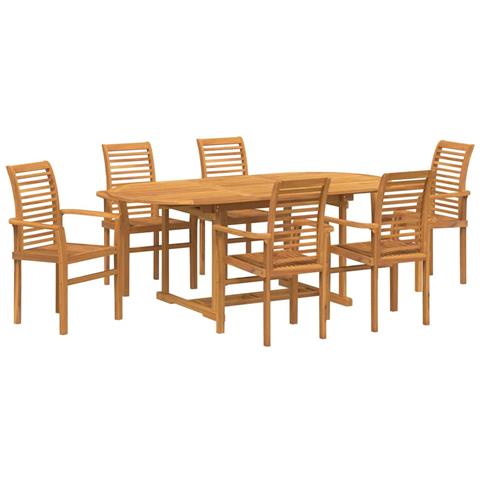 Set da Pranzo per Giardino 7 pcs Marrone 200 x 100 x 75 cm - Foto 1