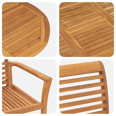 Set da Pranzo per Giardino 7 pcs Marrone 200 x 100 x 75 cm - Foto 9