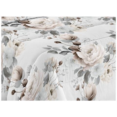 Trapunta Piumone Invernale Imbottita 300gr Microfibra Diadema Flower 2 Piazze D13 Grigio - Foto 2