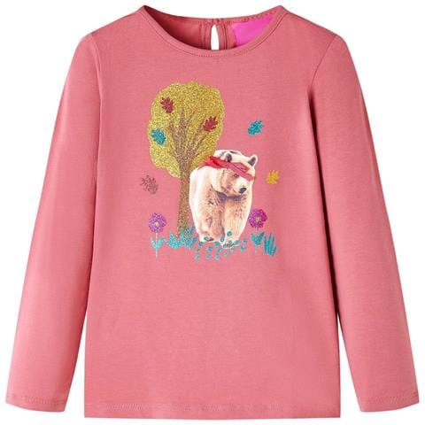 Maglietta da Bambina a Maniche Lunghe Rosa Antico 128 - Foto 1