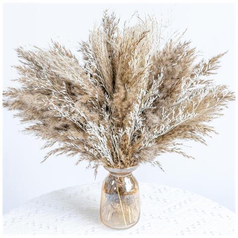 Set Di Composizioni Di Fiori Secchi - 40 Steli/scatola, Erba Di Pampa, Code Di Coniglio, Erba Di Canna Per Decorazioni Per La Casa In Stile Boho - Foto 1