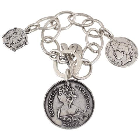 Bracciale A Catena Con Moneta Grande In Argento - Foto 1