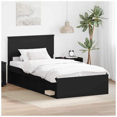 Struttura del letto Nero 100 x 200 cm Pino massello - Foto 2