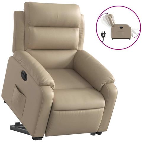 Poltrona Alzapersona Reclinante Elettrica Cappuccino Similpelle - Foto 1