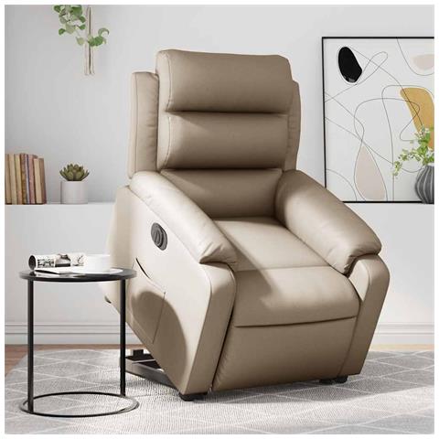 Poltrona Alzapersona Reclinante Elettrica Cappuccino Similpelle - Foto 2