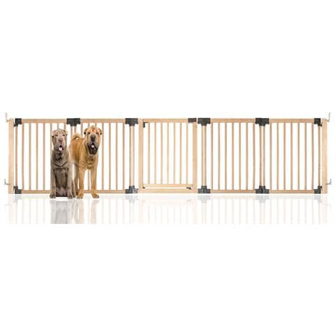Bettacare Barriera Per Animali Domestici Espandibile In Legno Multipannello, Fino A 336cm, Legno Naturale, 76cm Di Altezza - Foto 1