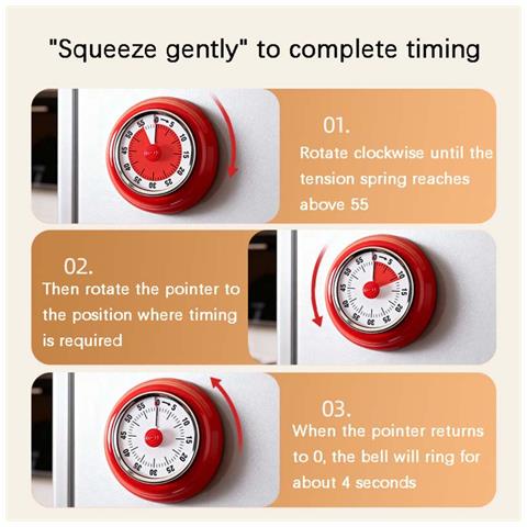 Timer Da Cucina Meccanico - Timer Magnetico Per Il Conto Alla Rovescia Per Cucinare E Cuocere Pink - Foto 3