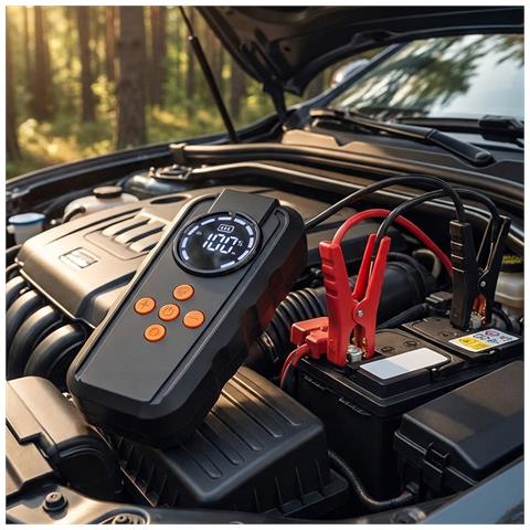 Avviatore Per Batteria Auto Con Compressore D'aria E Lampada Led 6000mah 14.8v - Foto 2