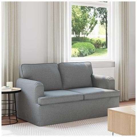 Divano Grigio chiaro 144 x 80 x 85 cm Tessuto - Foto 2