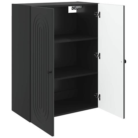 Mobiletto a muro Nero 66 x 34,5 x 90 cm Legno ingegnerizzato - Foto 2