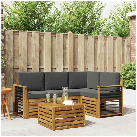 Set di divani da esterno con cuscino 5 pcs Naturale e Antracite - Foto 2