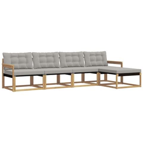 Set di divani da esterno 5 pcs Bianco e Grigio Chiaro - Foto 1