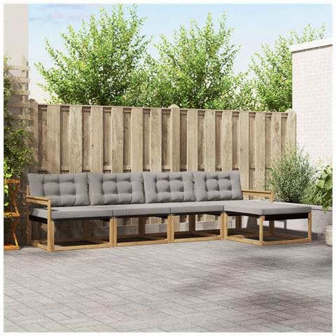 Set di divani da esterno 5 pcs Bianco e Grigio Chiaro - Foto 2