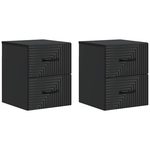 Mobiletto da notte a muro 2 pcs Nero 34,5 x 33 x 40 cm - Foto 1
