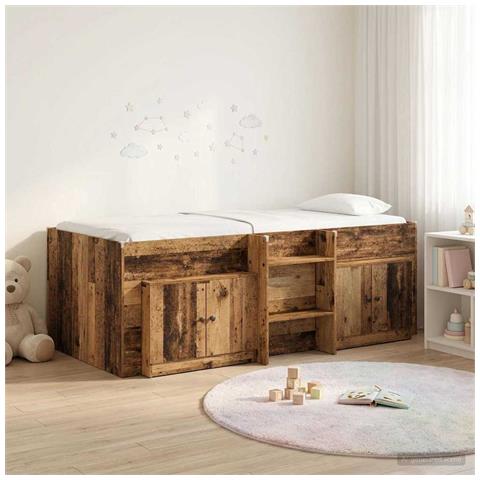 Struttura Letto Loft con Mobile con porta 3 pz Legno antico - Foto 2