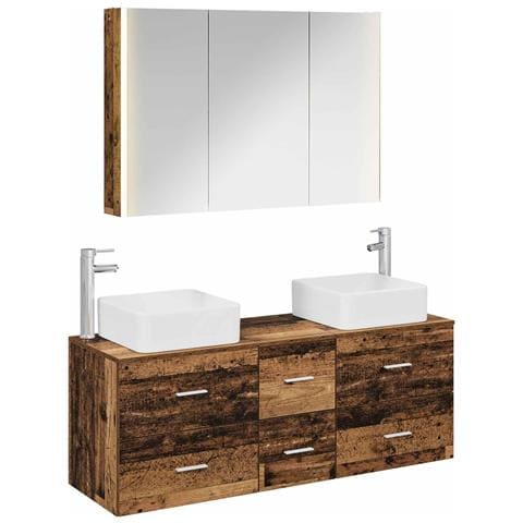 Set di mobili per il bagno 4 pcs Legno antico - Foto 1