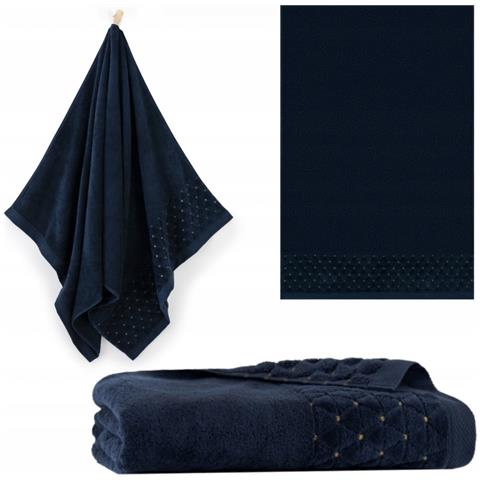 Asciugamano Oscar - 50x100 cm - Blu scuro - Antibatterico - Morbido come il velluto - Cotone egiziano - Foto 5
