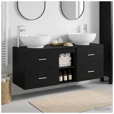 Set di mobili per il bagno 3 pz Nero 49,5 x 44,5 x 65 cm - Foto 2
