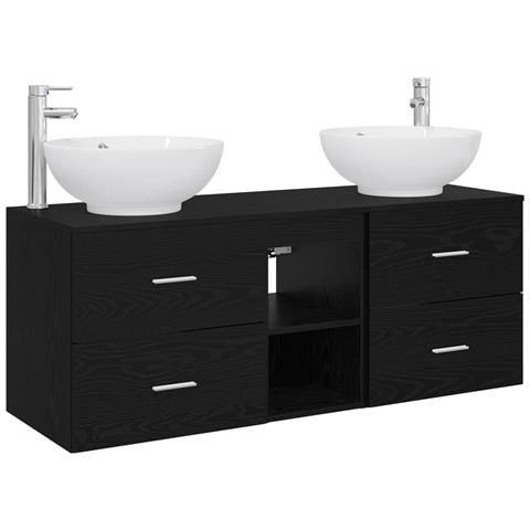 Set di mobili per il bagno 3 pz Nero 49,5 x 44,5 x 65 cm - Foto 1